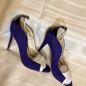 Brian Atwood Vibrant Purple and cream patent Stiletto Heel and Elegant Design